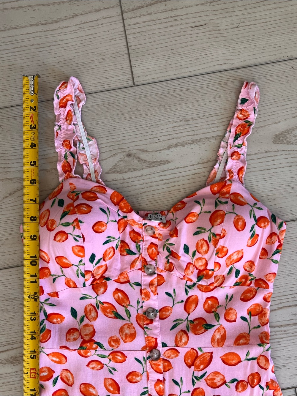 AUW Pink Button-Front Tank Top with Orange Fruit Print - Picture 11 of 11
